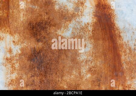 Rust texture on white surface close up view Stock Photo