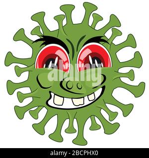 Vector illustration to comic green infection coronavirus Stock Vector