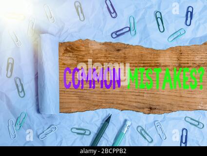 Handwriting text Common Mistakes question. Conceptual photo repeat act or judgement misguided or wrong Stock Photo