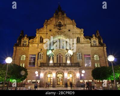 Opera house of the Staatstheater in Nuremberg at night, Germany Stock Photo