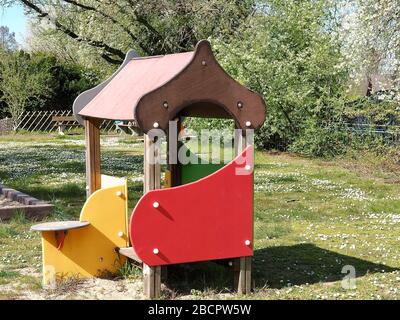 Empty playground for children in spring Stock Photo