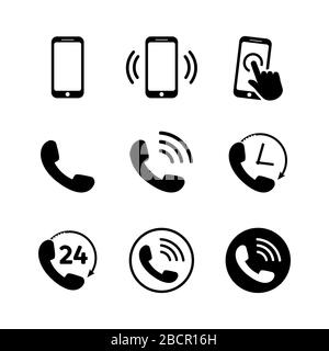 Phone icon set. Mobile and phone symbols in flat. Stock Vector