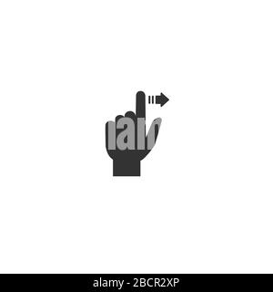 Swipe to right icon. Pointing hand with right arrow. Stock Vector