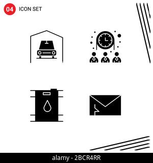 Modern Set of Solid Glyphs and symbols such as garage, oil, group, network, infected Editable Vector Design Elements Stock Vector