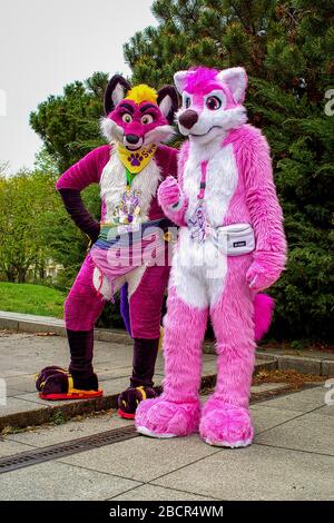 Volkspark Friedrichshain, Berlin, Germany - april 14, 2018: european furry walk at Volkspark Friedrichshain in Berlin Stock Photo