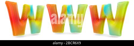 Capital letter W. Uppercase. Inflatable multicolor balloon on background. 3D rendering Stock Photo