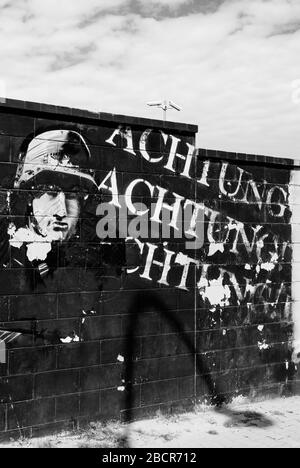 Mural representing a Nazi soldier on a Warsaw wall in Poland Stock Photo