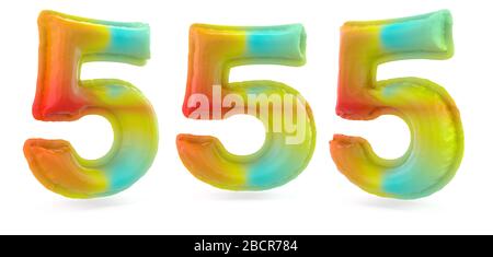 Number 5. Digital sign. Inflatable multicolor balloon on background. 3D rendering Stock Photo