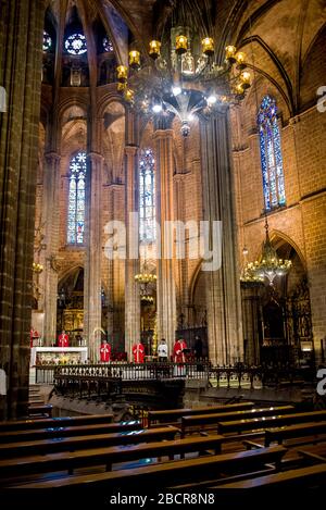 Barcelona, Catalonia, Spain. 05th Apr, 2020. Priests take part in the ...