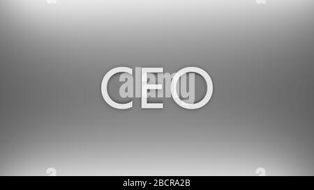 CEO Chief Executive Officer business concept, 3D Illustration, flat lay view, banner background, metallic Stock Photo