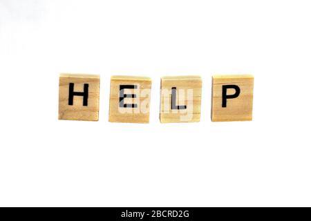 Help, letters with a white background Stock Photo