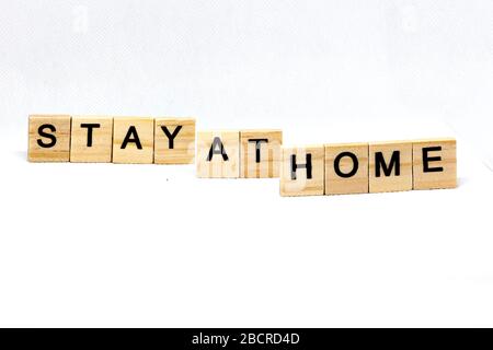 Stay at Home, letters with a white background Stock Photo
