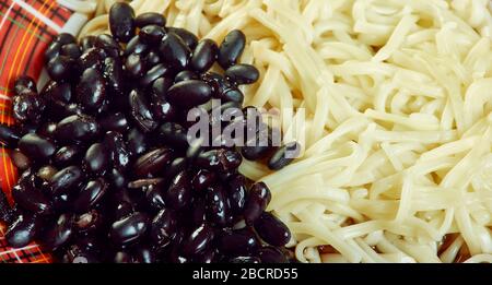 Jjajangmyeon,  noodles made with black bean paste,  popular Korean-Chinese noodle dish. Stock Photo