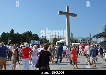 People on Piłsudski Square, 80th anniversary of the outbreak of World War II commemorations, Warsaw, Poland, 1 September 2019 Stock Photo