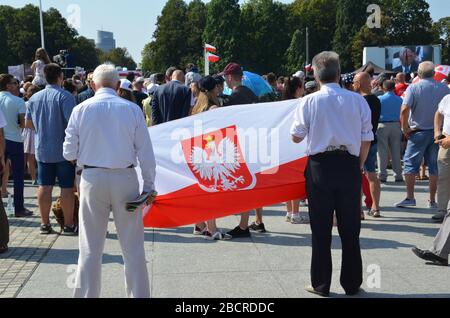 People on Piłsudski Square, 80th anniversary of the outbreak of World War II commemorations, Warsaw, Poland, 1 September 2019 Stock Photo