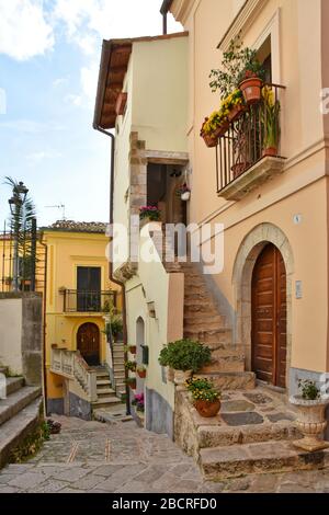 A narrow street in a small village in central Italy Stock Photo