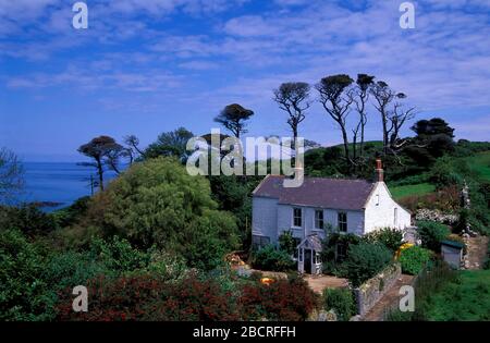 Cottage at Belvoir Bay, Herm island,  Channel Islands, United Kingdom, Europe Stock Photo