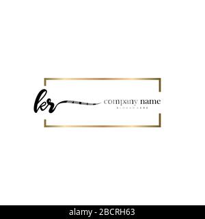 KR Initial Letter handwriting logo hand drawn template vector, logo for beauty, cosmetics, wedding, fashion and business Stock Vector