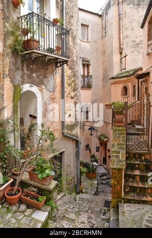 A narrow street in a small village in central Italy Stock Photo