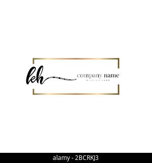 KH Initial Letter handwriting logo hand drawn template vector, logo for beauty, cosmetics, wedding, fashion and business Stock Vector