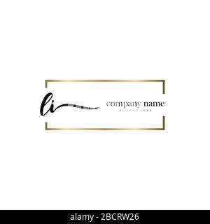 LI Initial Letter handwriting logo hand drawn template vector, logo for beauty, cosmetics, wedding, fashion and business Stock Vector