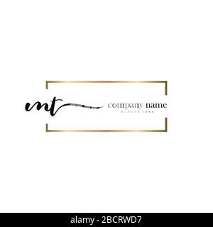 MT Initial Letter handwriting logo hand drawn template vector, logo for beauty, cosmetics, wedding, fashion and business Stock Vector