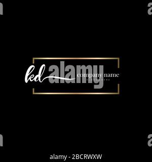 KD Initial Letter handwriting logo hand drawn template vector, logo for beauty, cosmetics, wedding, fashion and business Stock Vector