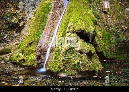 susara beautiful waterfall in autumn, Anina moutains Stock Photo