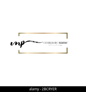 MP Initial Letter handwriting logo hand drawn template vector, logo for beauty, cosmetics, wedding, fashion and business Stock Vector