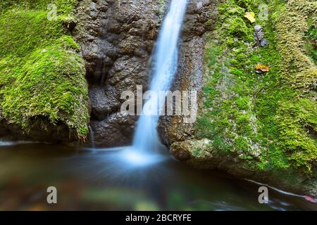 closeup of susara waterfall in autumn season, Caransebes, Romania Stock Photo