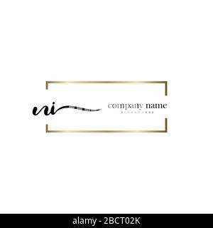 NI Initial Letter handwriting logo hand drawn template vector, logo for beauty, cosmetics, wedding, fashion and business Stock Vector