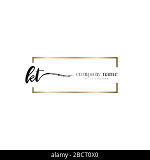 KT Initial Letter handwriting logo hand drawn template vector, logo for beauty, cosmetics, wedding, fashion and business Stock Vector