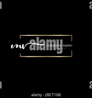 MV Initial Letter handwriting logo hand drawn template vector, logo for beauty, cosmetics, wedding, fashion and business Stock Vector