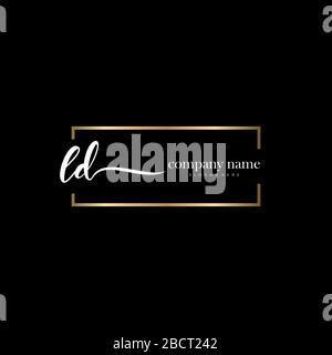 LD Initial Letter handwriting logo hand drawn template vector, logo for beauty, cosmetics, wedding, fashion and business Stock Vector