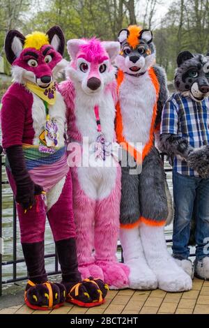 Volkspark Friedrichshain, Berlin, Germany - april 14, 2018: european furry walk at Volkspark Friedrichshain in Berlin Stock Photo