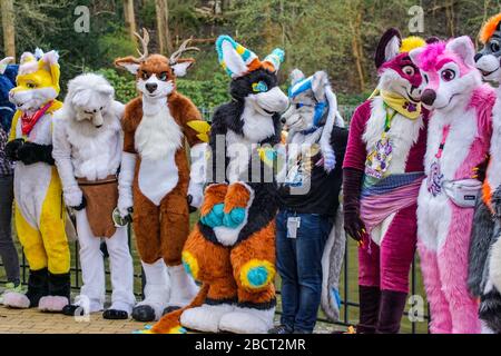 Volkspark Friedrichshain, Berlin, Germany - april 14, 2018: european furry walk at Volkspark Friedrichshain in Berlin Stock Photo