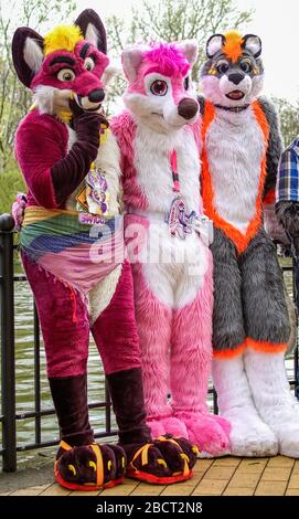 Volkspark Friedrichshain, Berlin, Germany - april 14, 2018: european furry walk at Volkspark Friedrichshain in Berlin Stock Photo