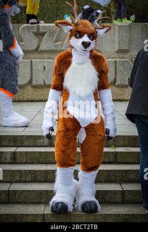 Volkspark Friedrichshain, Berlin, Germany - april 14, 2018: european furry walk at Volkspark Friedrichshain in Berlin Stock Photo