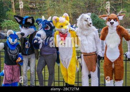 Volkspark Friedrichshain, Berlin, Germany - april 14, 2018: european furry walk at Volkspark Friedrichshain in Berlin Stock Photo