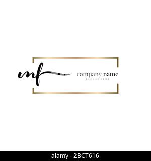 MF Initial Letter handwriting logo hand drawn template vector, logo for beauty, cosmetics, wedding, fashion and business Stock Vector
