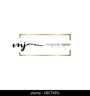 MJ Initial Letter handwriting logo hand drawn template vector, logo for beauty, cosmetics, wedding, fashion and business Stock Vector