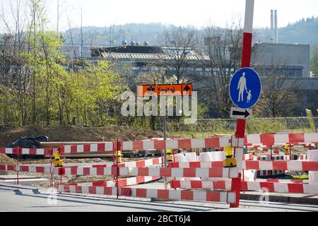 Defelection Zone Sign Road signs. Deviation on the route, signaling of an obstacle and ...