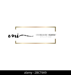 MI Initial Letter handwriting logo hand drawn template vector, logo for beauty, cosmetics, wedding, fashion and business Stock Vector
