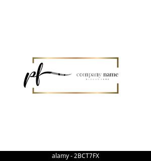 PF Initial Letter handwriting logo hand drawn template vector, logo for beauty, cosmetics, wedding, fashion and business Stock Vector