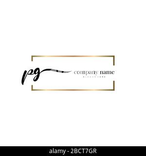 PG Initial Letter handwriting logo hand drawn template vector, logo for beauty, cosmetics, wedding, fashion and business Stock Vector