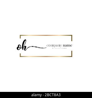 OH Initial Letter handwriting logo hand drawn template vector, logo for beauty, cosmetics, wedding, fashion and business Stock Vector