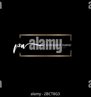 PN Initial Letter handwriting logo hand drawn template vector, logo for beauty, cosmetics, wedding, fashion and business Stock Vector