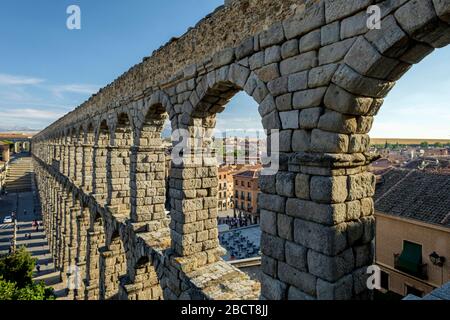 Segovia aqueduct, Castile-la mancha, Spain Stock Photo