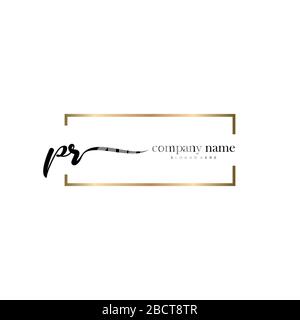 PR Initial Letter handwriting logo hand drawn template vector, logo for beauty, cosmetics, wedding, fashion and business Stock Vector