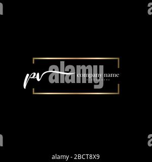 PV Initial Letter handwriting logo hand drawn template vector, logo for beauty, cosmetics, wedding, fashion and business Stock Vector